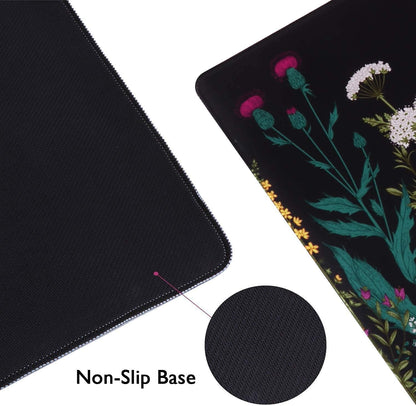 Extended Gaming Mouse Pad (35.4X15.7 In), Large Stable Rubber Base Mousepad with Stitched Edges, Keyboard Mouse Mat Desk Pad for Work, Game, Office, Home - Weeds